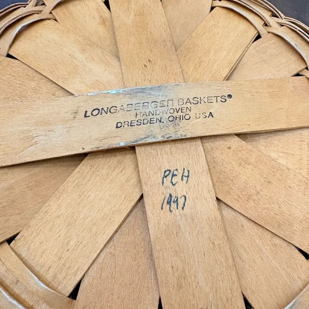 Longaberger Darning Basket with Leather Handles